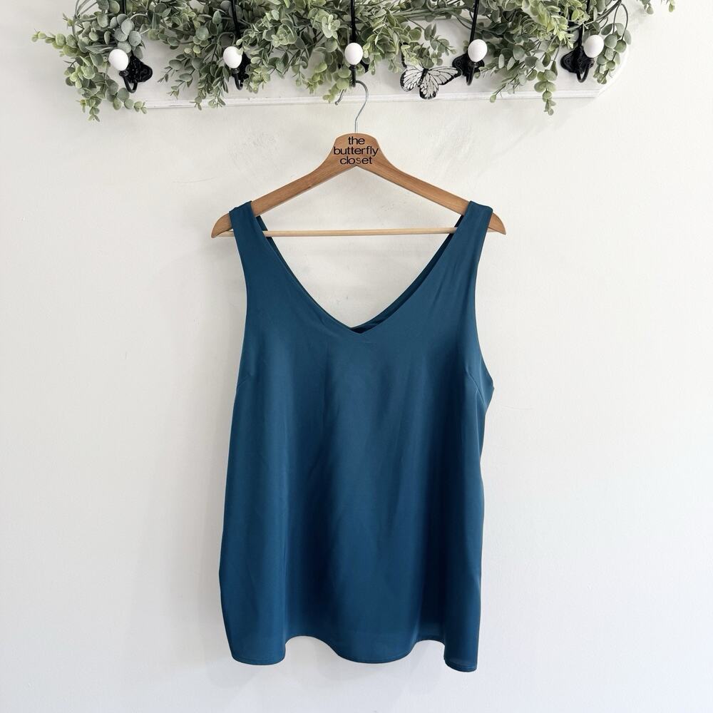 EKOUAER teal V Neck Sayin Tank Top Large New #TS